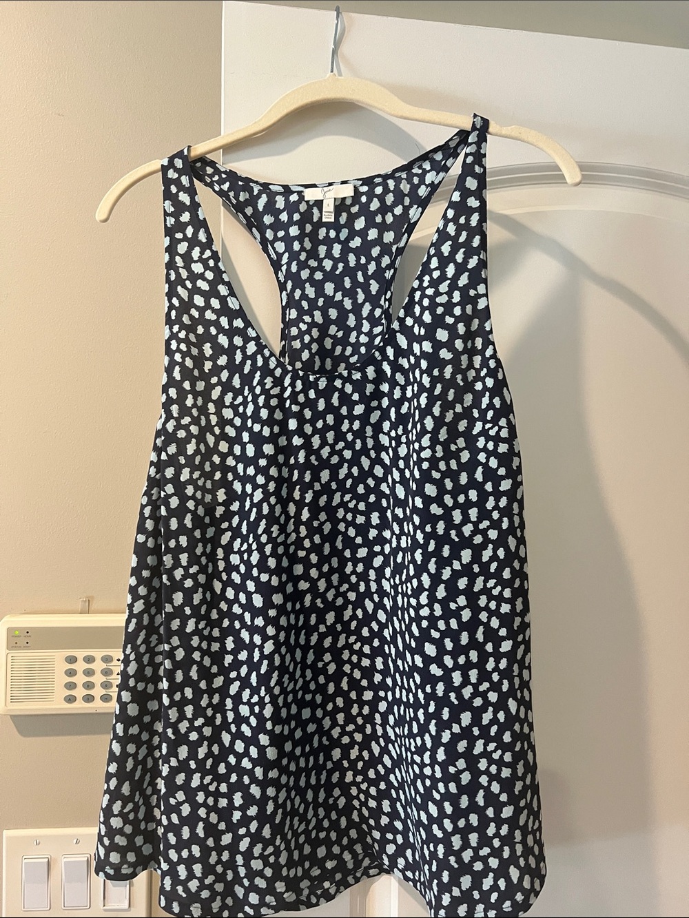 Joie Navy and White Racerback Spot Print Tank